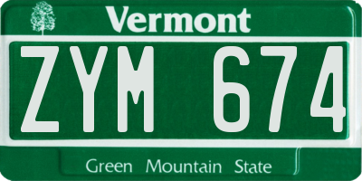 VT license plate ZYM674