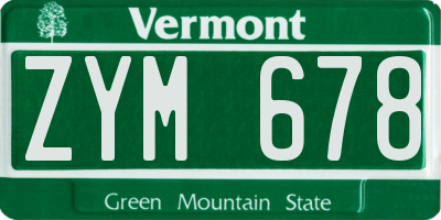 VT license plate ZYM678