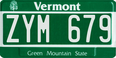 VT license plate ZYM679