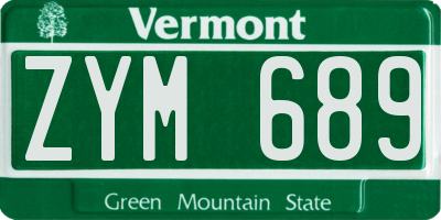 VT license plate ZYM689