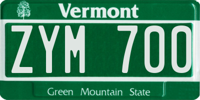 VT license plate ZYM700