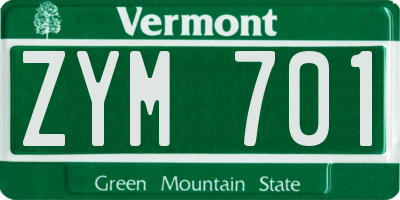 VT license plate ZYM701
