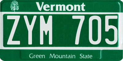 VT license plate ZYM705
