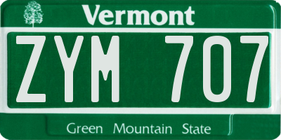 VT license plate ZYM707