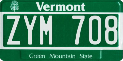 VT license plate ZYM708