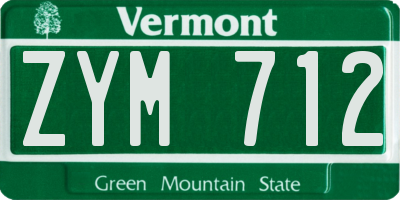 VT license plate ZYM712