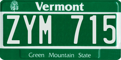 VT license plate ZYM715