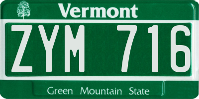 VT license plate ZYM716
