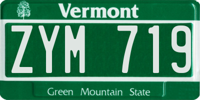 VT license plate ZYM719