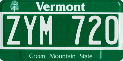 VT license plate ZYM720