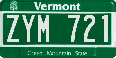 VT license plate ZYM721
