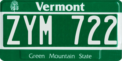 VT license plate ZYM722