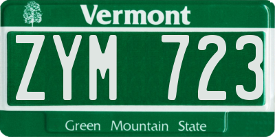 VT license plate ZYM723