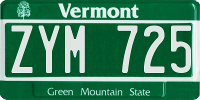 VT license plate ZYM725