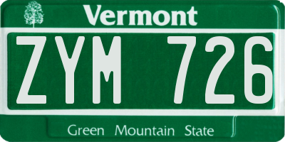 VT license plate ZYM726