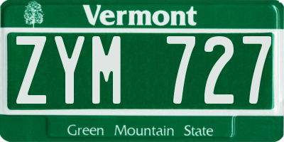 VT license plate ZYM727