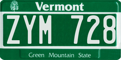 VT license plate ZYM728