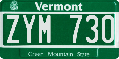 VT license plate ZYM730