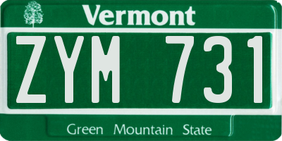 VT license plate ZYM731