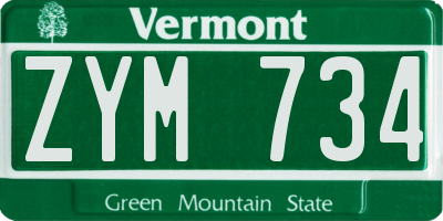 VT license plate ZYM734