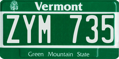 VT license plate ZYM735