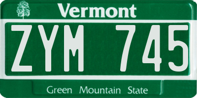 VT license plate ZYM745