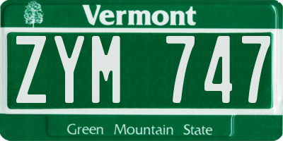 VT license plate ZYM747