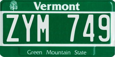VT license plate ZYM749