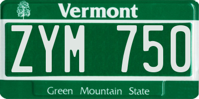 VT license plate ZYM750