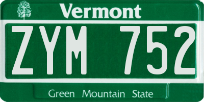 VT license plate ZYM752