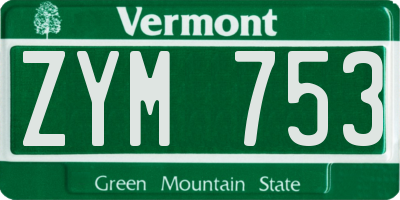 VT license plate ZYM753