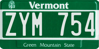 VT license plate ZYM754