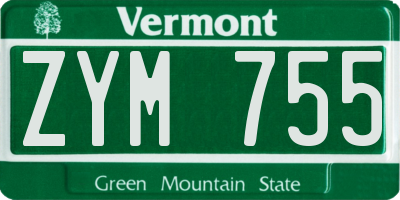 VT license plate ZYM755