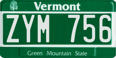 VT license plate ZYM756
