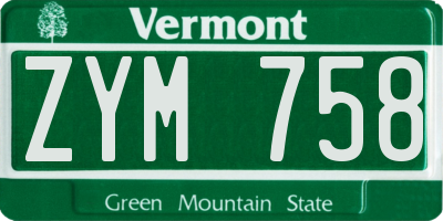 VT license plate ZYM758