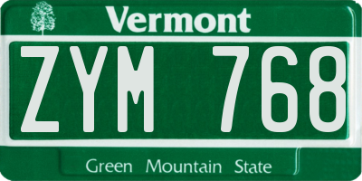 VT license plate ZYM768