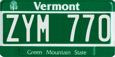 VT license plate ZYM770
