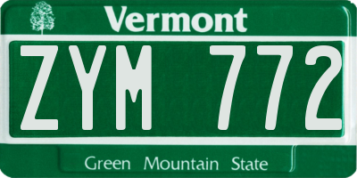 VT license plate ZYM772