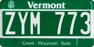 VT license plate ZYM773
