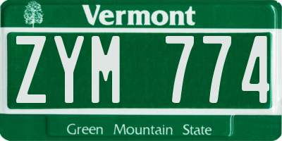 VT license plate ZYM774