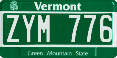 VT license plate ZYM776