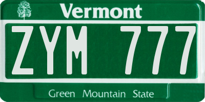 VT license plate ZYM777