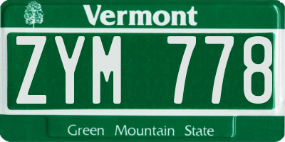 VT license plate ZYM778