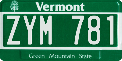 VT license plate ZYM781