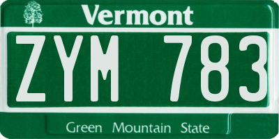 VT license plate ZYM783