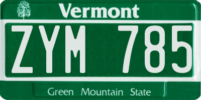 VT license plate ZYM785