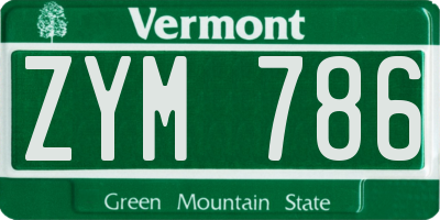 VT license plate ZYM786