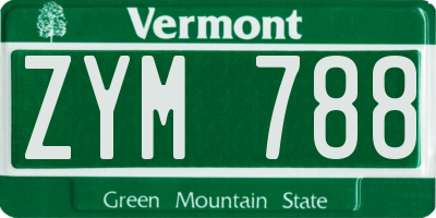 VT license plate ZYM788