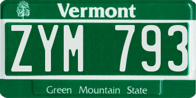 VT license plate ZYM793