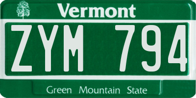 VT license plate ZYM794